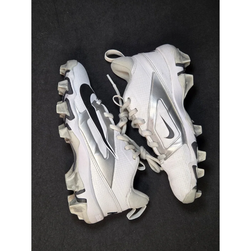Nike Alpha Huarache 4 Keystone Kids Baseball Cleats White Silver FQ4012-100 2Y